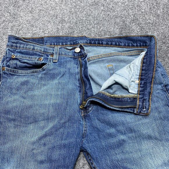 Levis Jeans Men 34x30 Blue 505 Regular Fit Straight Leg Medium Wash Tag 34x30 - Picture 9 of 16